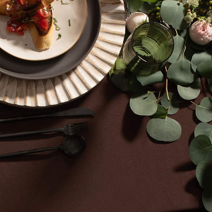 Gee Di Moda Rectangle Tablecloth - 60 x 102 Inch Chocolate Table Cloth for 6 Foot Rectangle Tables - Heavy Duty Washable Fabric - for Holiday Party, Dinner, Weddings, Baby Shower & Events