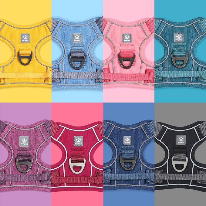 Pawaii Dog Harness for Large Dogs, No Choke Dog Harness, Adjustable Soft Padded Pet Vest with Easy Control Handle and Anti-lost Digital ID Tag