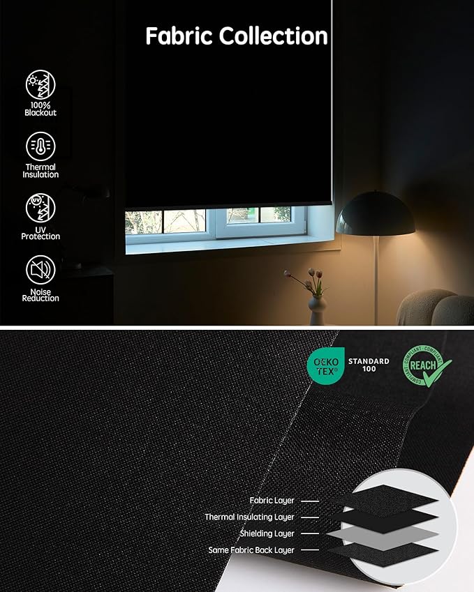 Yoolax Motorized Blinds with Remote, Automatic Window Shades Work with Alexa