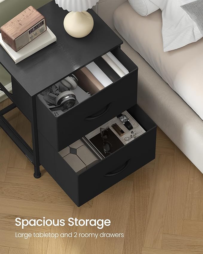 SONGMICS Dresser for Bedroom, Chest of Drawers, Nightstand, 2 Non-Woven Fabric