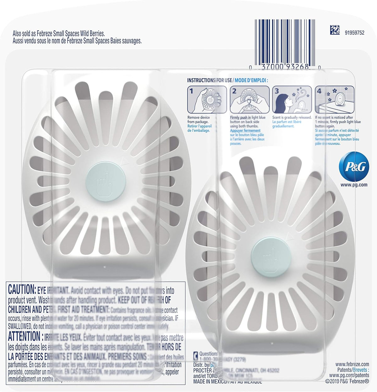 Febreze Small Spaces, Fresh - Twist Cranberry, 2 count