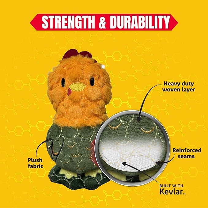 Bite Force -Durable & Strong Dog Toy Rooster with Squeaker, Kevlar-Reinforced for Aggressive Chewers for Small Medium Large Dogs - Green.