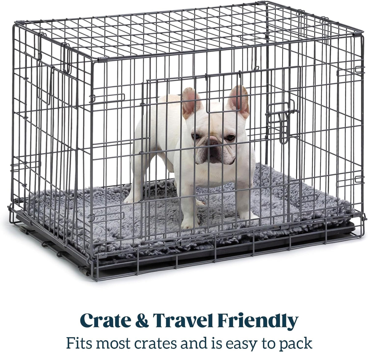 Stoutwool Indestructible Dog Bed - Fluffy Chew Proof Dog Crate Pad - Tough Kennel Pad for Aggressive Chewers - Ideal for Extra Large Breeds & Fits 48-Inch Crate - 47"x29", Charcoal