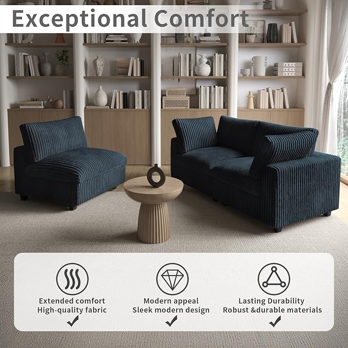 WJShome Cloud Modular Sectional Sofa,160" Oversized L Shaped Sofa Couch with Storage Ottoman,5 Seater Comfy Couch with Chaise Couches,Covers Washable&Replaceable (Black)