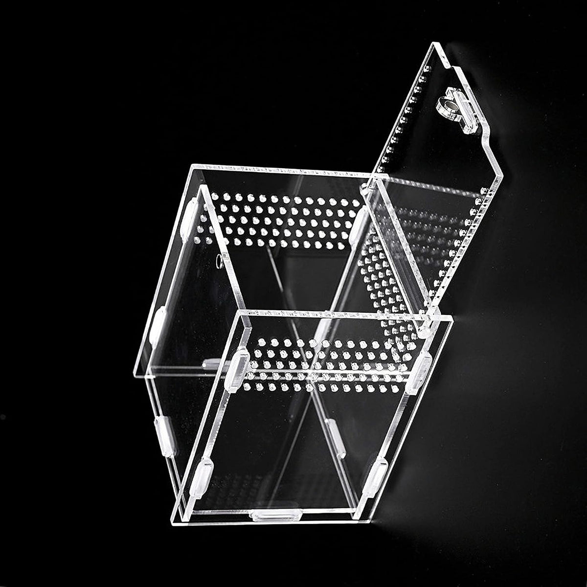 Magnetic Acrylic Case, micro habitat small Tarantula Enclosure enclosure for arboreal Tarantula Scorpion Sling Lizards Mantis Snake Gecko jumping spider snail Insect Isopods (4.7*4.7*7.8 inch)