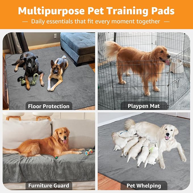 Washable Dog Pee Pads 36x48 2Pack Reusable Whelping Pads, Absorb Dog Mats Non-Slip Puppy Training Pads for Whelping, Potty, Training, Playpen, Crate