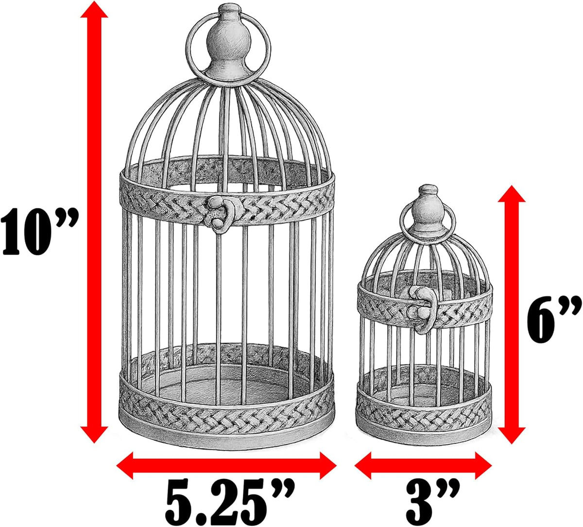 Vela Lanterns Bird Cage Decor Candle Holder Lantern Decorative Table Centerpiece Halloween Decorations, Black, Set of 4