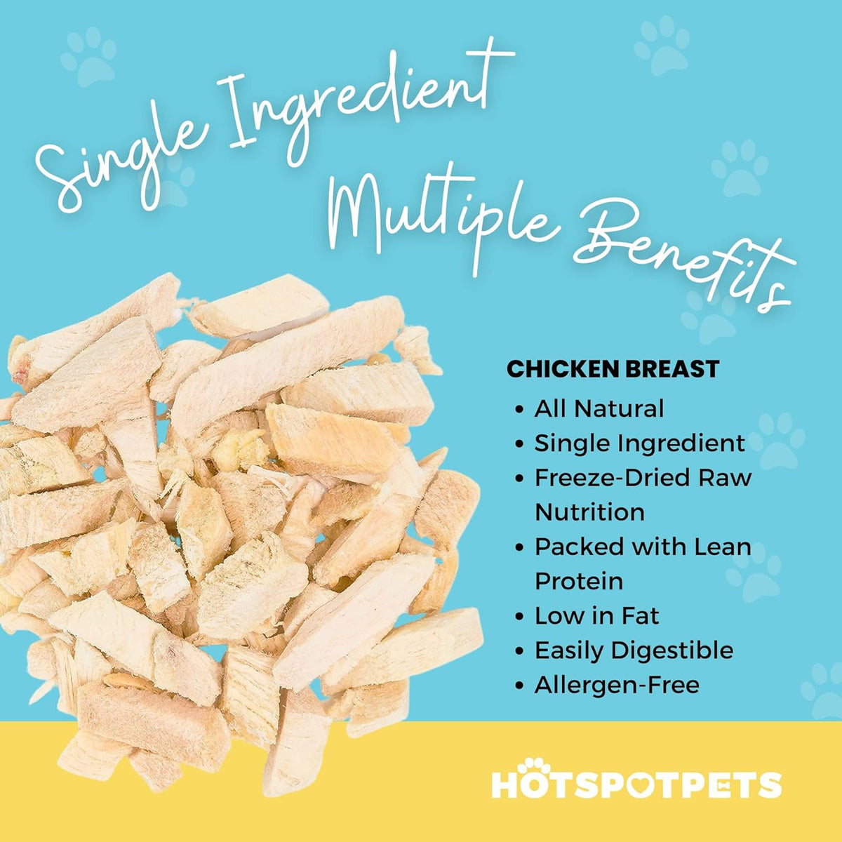 hotspot pets Freeze Dried Chicken Treats for Cats & Dogs -1LB Big Bag- Made in USA - Single Ingredient - Resealable Bag, All Natural Grain-Free (Chicken Breast)- Perfect for Training, Topper or Snack