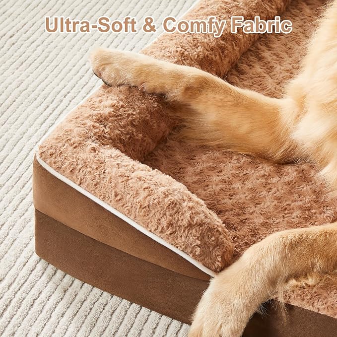 WNPETHOME Orthopedic Washable XL Dog Bed for Senior Dog Cozy Sleep | Extra Large Waterproof Big Soft Dog Couch Sofa Bed for Dogs Relax with Removable Cover Supportive Pet Bed Brown 42x30 Inch