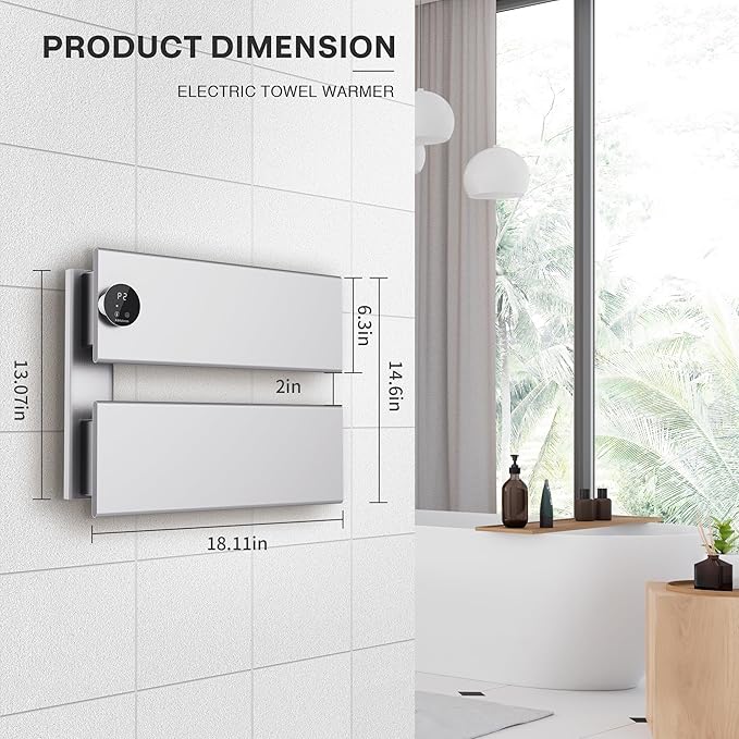 K&KALONZO Electric Towel Warmer, 18.35" W x 14.6" H Wall-Mounted Towel Heater