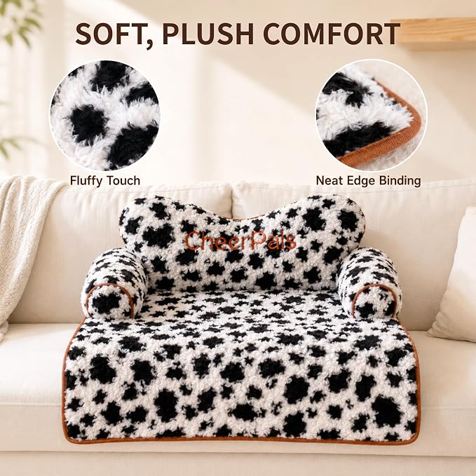 CHEERPALS Dog Bed Couch Cover Sofa Protector for Dogs, Pet Mat Calming | Removable Washable Cover, Fluffy Soft Cushion, Non Slip, Large Dog Bed for Sectional Sofa & Loveseat(Black&White, Medium)