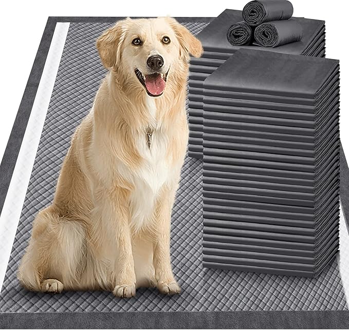 Gimars Upgrade Odor-Control Extra Large XXL Charcoal Pee Pads for Dogs - Thicken 9 Layers Ultra Absorbent Leak-Proof Puppy Training Pads Quick Dry