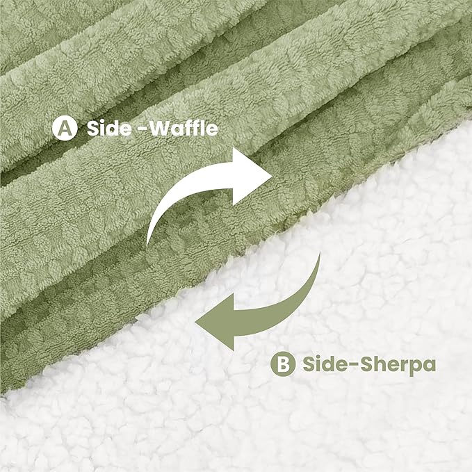 Heated Blanket Electric Throw Waffle, 50x60 Inches Sherpa Fleece Fast Heating