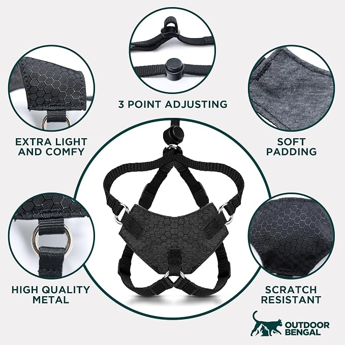Houdini™ Escape Proof Cat Harness and Leash (Pink, M/L) | Adjustable walking vest with 6ft lead, breathable mesh, secure snug fit, lightweight for travel, hikes and daily adventures