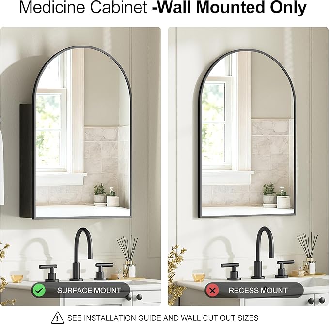 Brushed Black Arched Medicine Cabinet