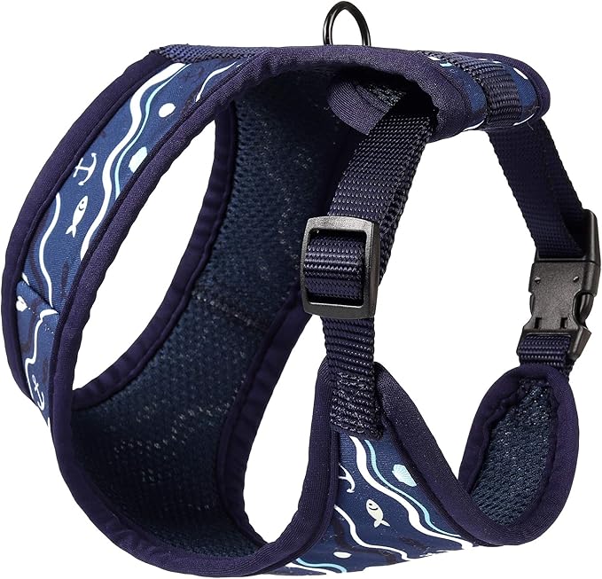 Mile High Life Step in Dog Harness for Small Dogs No Pull, Easy Get on Air Mesh Vest Harness, Adjustable Easy Closures Both Neck and Chest (Blue, L Chest 21.6"-43.2")