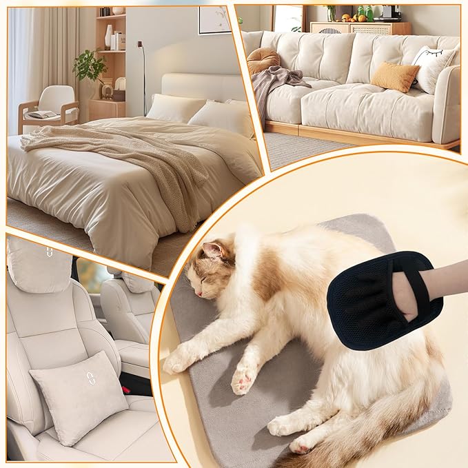 Electrostatic Pet Hair Removal Glove, Reusable Static Removal Gloves for Pets Hair, Versatile Pet Grooming Gloves for Couch, Furniture, Carpet, Car Seat