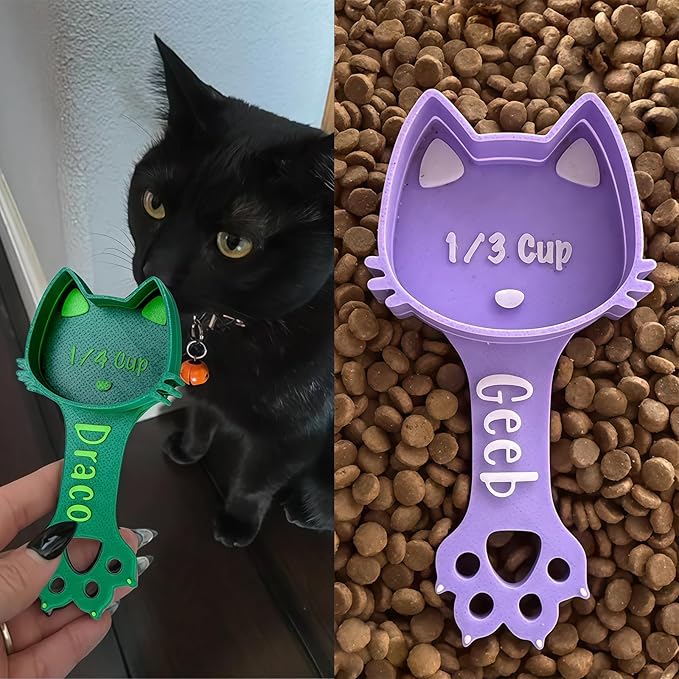 ubjva Personalized Cat Food Scoop Custom Cat Food Measuring Cup with Name Pet Accessories Gifts for Pet Lover