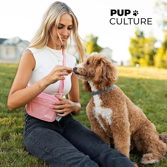 Pup Culture Dog Treat Pouch with Poop Bag Dispenser and Removable Treat Pouch | Cross Body Dog Walking Bag | The Perfect Puppy Training Tool and Even Better Gift