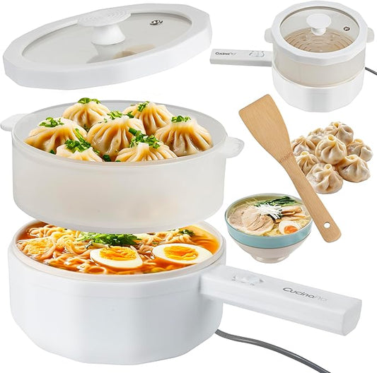 3-In-1 Electric Hot Pot w Dumpling Steamer & Rice Cooker