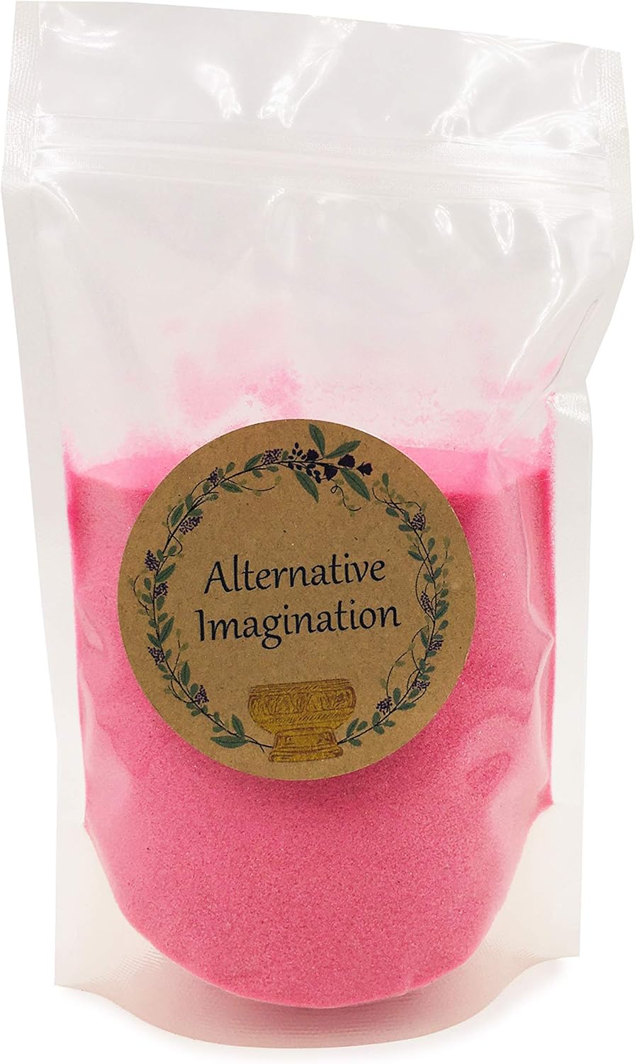Pink Sand - Fine Sand for Zen Garden, Resin Incense Burner, Smudge Bowl, Ritual Incense, Cast Iron Cauldron, Unity Ceremony, Sensory Bin Table, Mandalas, Crafts by Alternative Imagination (1 Pound)