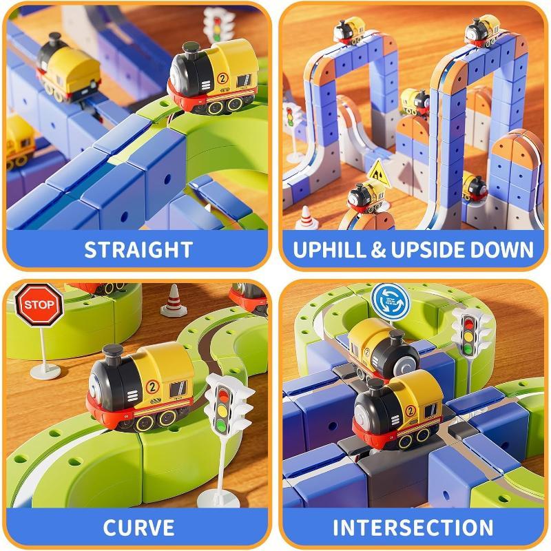 101-Piece Electric Train Track Toy Set Rechargeable Electric Train & DIY Assembly Track Kit  Creative Building Block Racing Track Suitable For Toddlers And Children Ages 3 And Up,Pickup Only