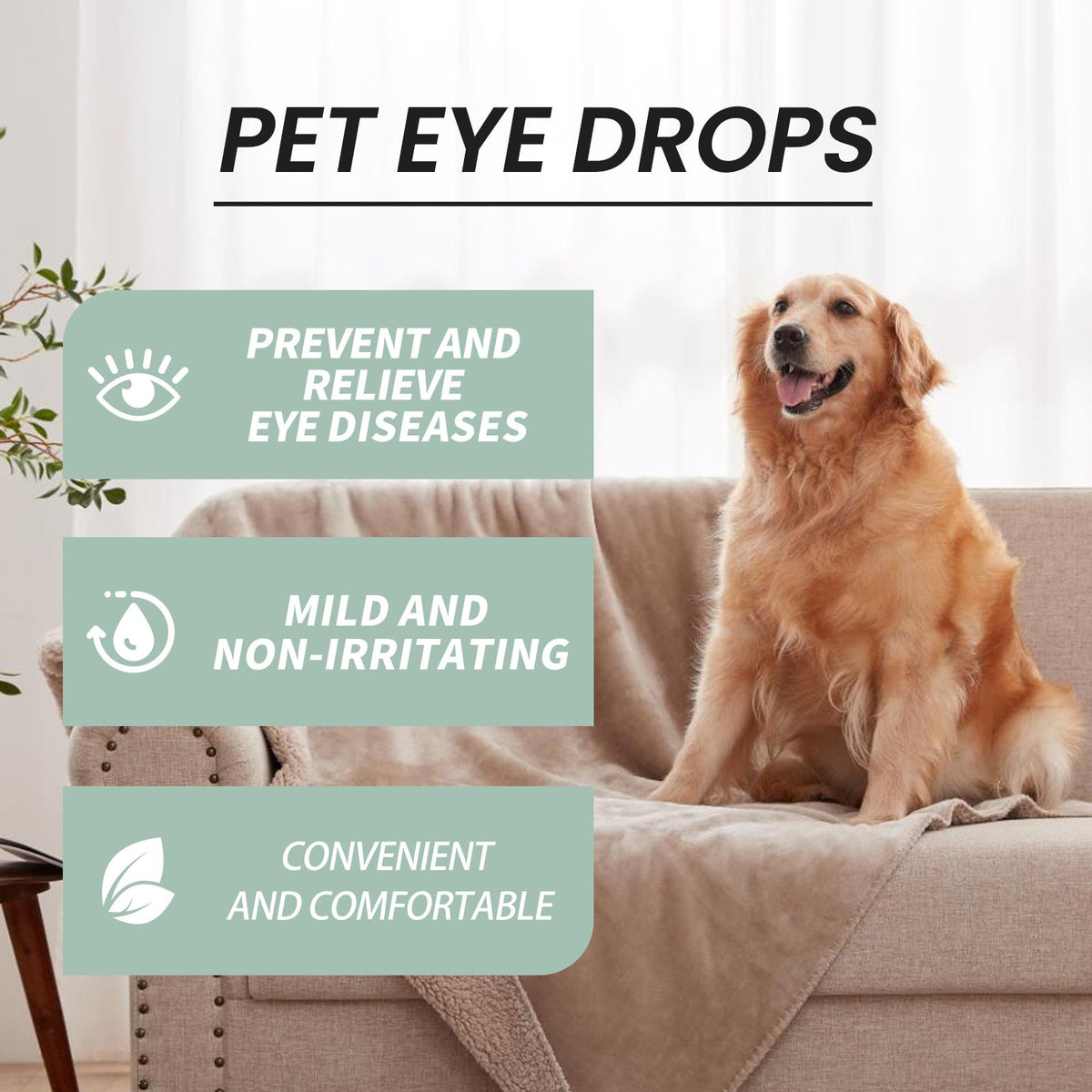 Pet Eye Drops For Dogs & Cats, Gentle Eye Cleaner With Honeysuckle Oil & Blueberry Extract, Soothes Irritation, Tear Stain Remover For Pet Daily Eye Care