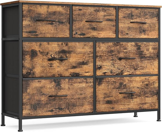 SONGMICS Dresser for Bedroom, Chest of Drawers, 7 Non-Woven Fabric Drawers