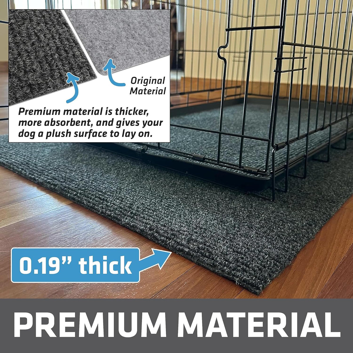 Drymate Premium Dog Crate Mat Liner, Absorbent, Waterproof, Non-Slip, Washable Puppy Pee Pad for Kennel Training - Use Under Pet Cage to Protect Floors, Cut to Fit Design (USA Made) (Dgrey)(30”x45”)
