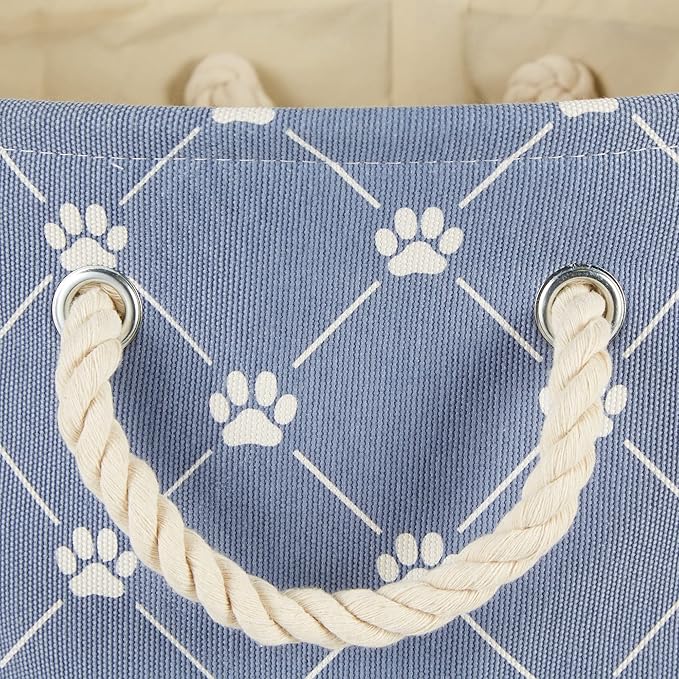 Bone Dry Pet Storage Paw and Bone, Trellis Collection, Large Round, 15x18x18, Stonewash Blue