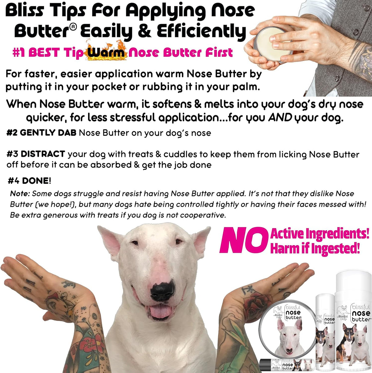 The Blissful Dog Bull Terrier Unscented Nose Butter - Dog Nose Butter, 2 Ounce