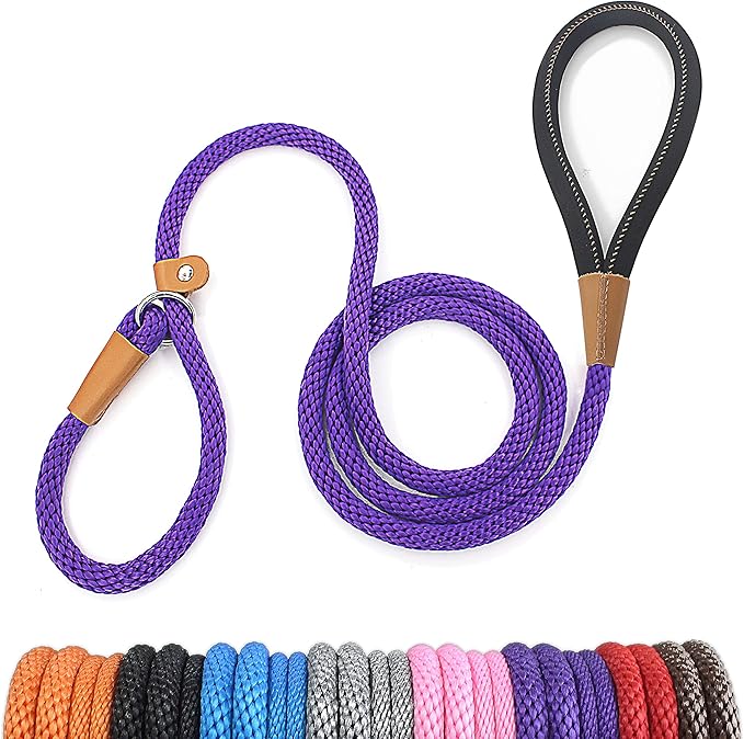 lynxking Dog Leash Slip Lead 5 6 8 FT Dog Training Leash Strong Heavy Duty Braided No Pull Training Lead Leashes for Small Medium Large Dogs