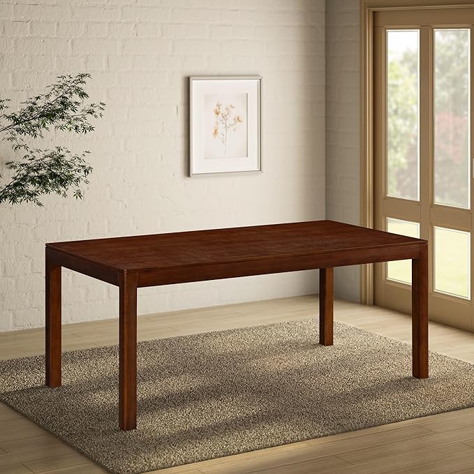NTC Flow 71 Inch Modern Design, Rectangular Dinner Table for Dining Room, Living Room Furniture, Effortless Assembly, Dark Walnut