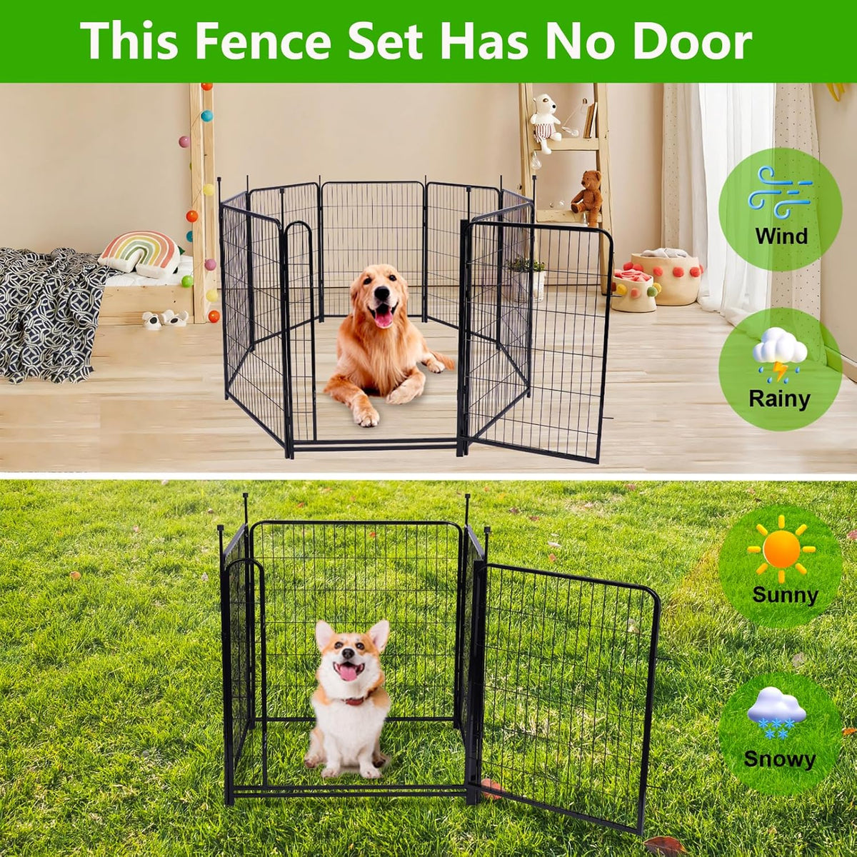 40in(H) Doorless Fence for Garden 14 Panels， 31.2 Ft(L) Barrier, Outdoor Garden Protection for Dogs Low Threshold,Indoor Fence Without Gate