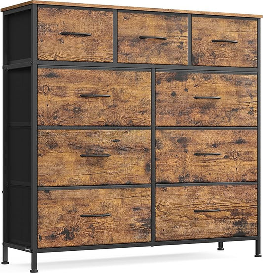 SONGMICS Dresser for Bedroom, Chest of Drawers, 9 Non-Woven Fabric Drawers
