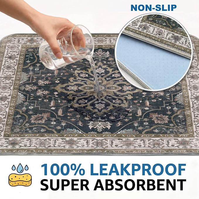 Washable Pee Pads for Dogs,Great Urine Absorbent Reusable Puppy Training Pads,Waterproof,Leak-Proof & Non-Slip Potty Pads for Whelping,Crate,Playpen,Bed.(Black Floral,36"x72")
