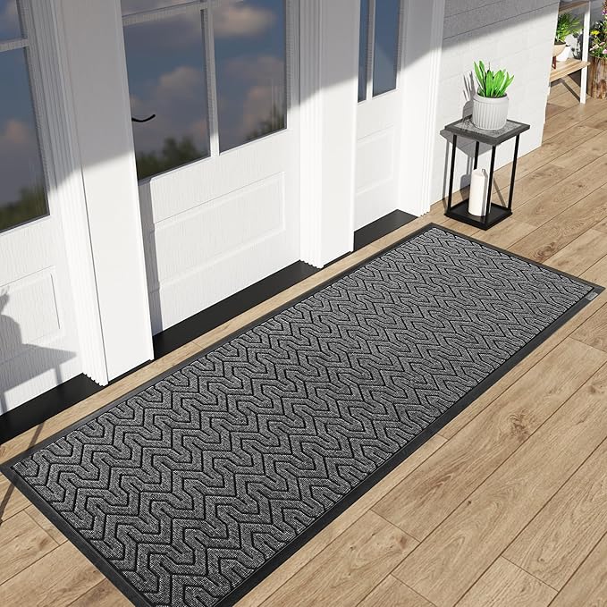 Yimobra 72x24 Indoor Outdoor Runner Rug, Heavy-Duty Entrance Mat for High Traffic Areas, Commercial Grade Welcome Door Mat, Easy Clean Mix Grey