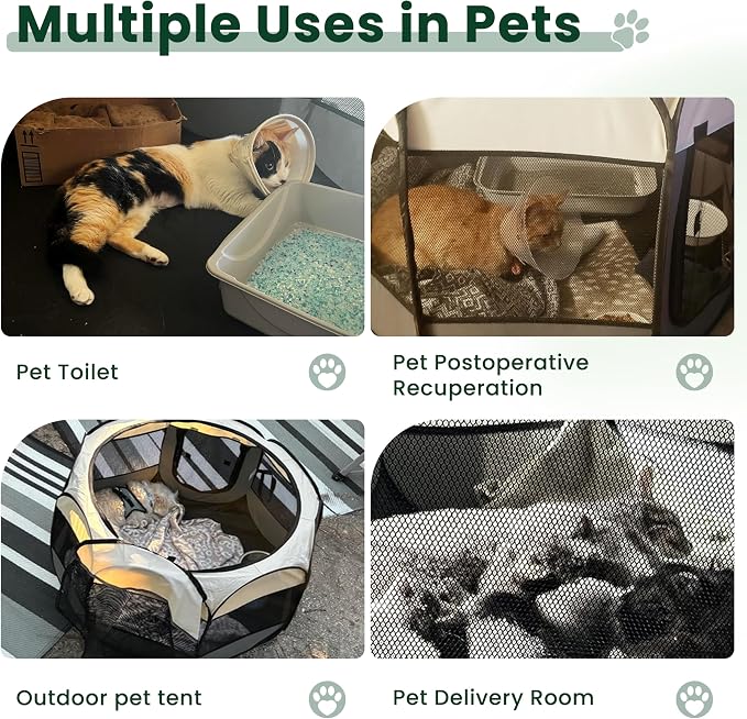 Love's cabin Pet Puppy Dog Playpen, Small Dog Tent Crates Cage Indoor/Outdoor, Portable Playpen for Cat, Foldable Pop Up Dog Kennel Playpen with Carring Case, Removable Zipper Top, Green