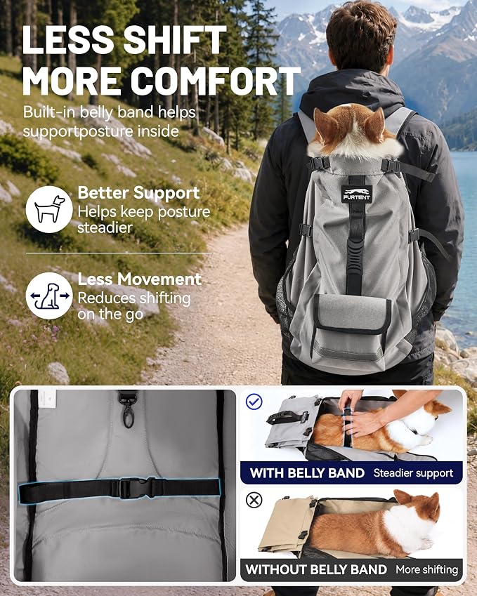 Dog Backpack Carrier for Small and Medium Dogs 4-Layer Safety Design (S) | Detachable Waist Bag with padded shoulder straps, breathable mesh and storage pockets for travel and hiking