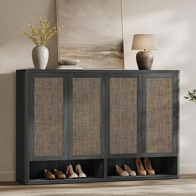 SICOTAS Rattan Shoe Storage Cabinet