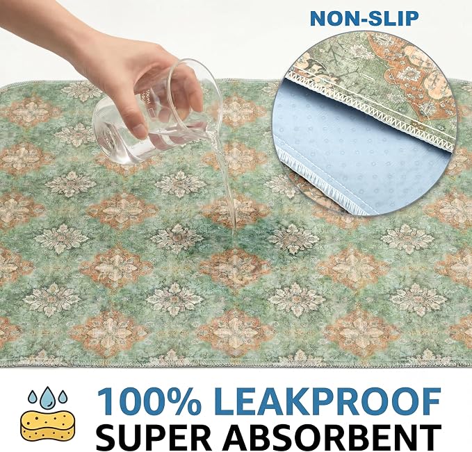 Washable Pee Pads for Dogs,Great Urine Absorbent Reusable Puppy Training Pads,Waterproof,Leak-Proof & Non-Slip Potty Pads for Whelping,Crate,Playpen,Bed.(Green Floral Flat,48"x48")