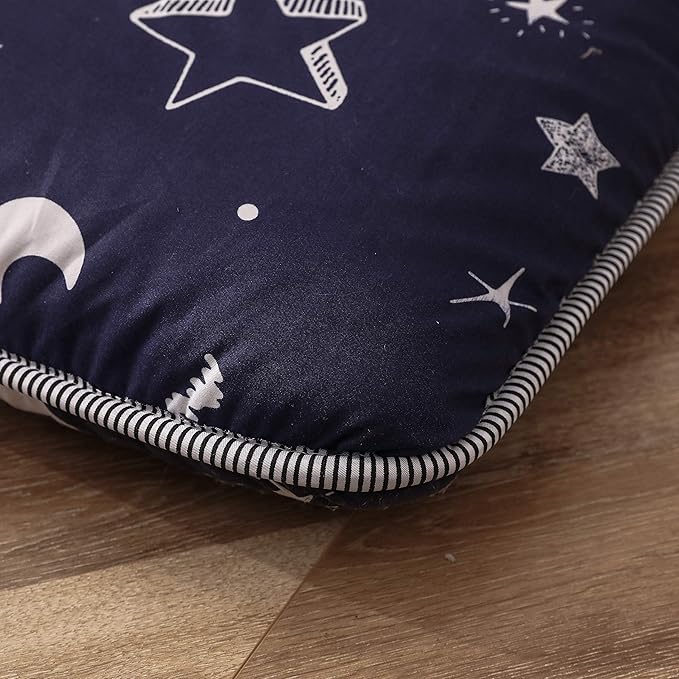 MAXYOYO Navy Star Futon Mattress Japanese Floor Mattress Tatami Floor Mat Foldable Bed Portable Camping Mattress Kids Sleeping Pad Floor Lounger Couch Bed Queen Size