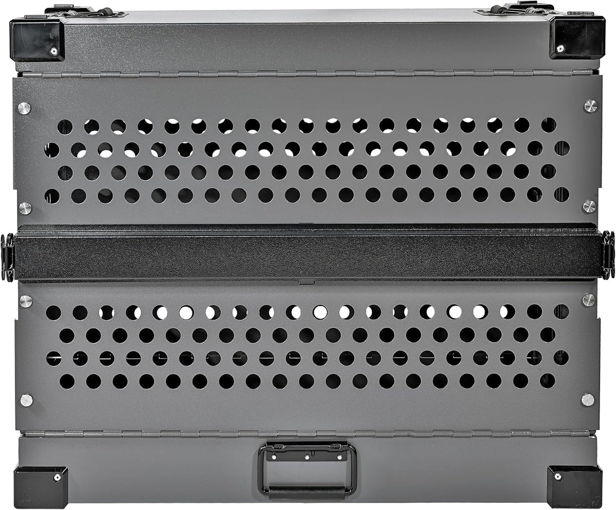 Heavy Duty Fully Collapsible Powder-Coated Aluminum Dog Crate - Small (Gray)
