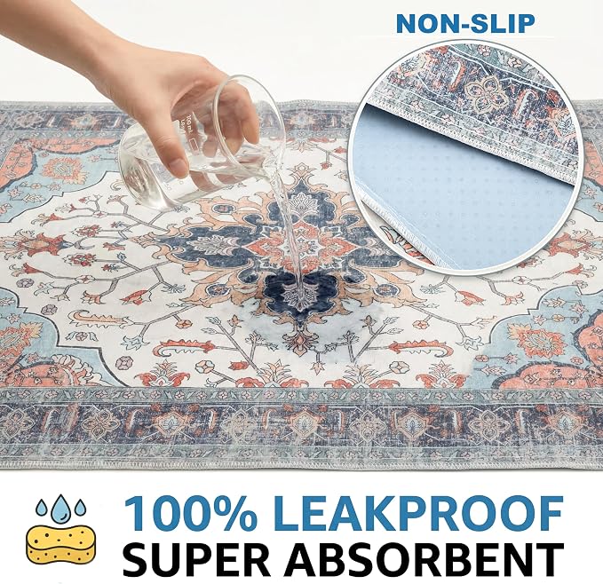 4PACK Washable Pee Pads for Dogs,Great Urine Absorbent Reusable Puppy Training Pads,Waterproof,Leak-Proof & Non-Slip Potty Pads for Whelping,Crate,Playpen,Bed.(Blue Floral,18"x24")
