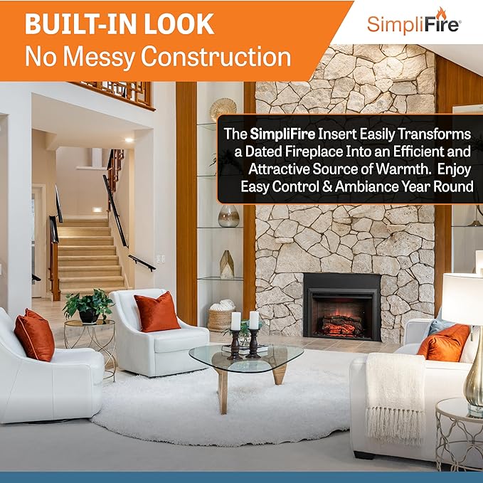 SimpliFire Electric Fireplace Insert, 32-Inch Black Traditional Fire Place