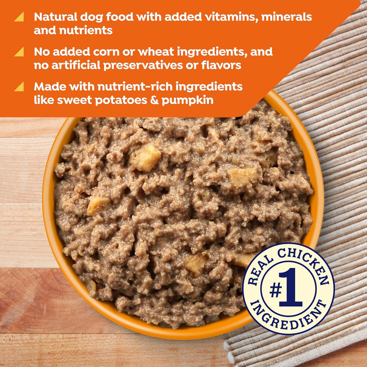 Nature's Recipe Grain Free Chicken, Sweet Potato, and Pumpkin Recipe Wet Dog Food, 13 oz. Can, 12 Count