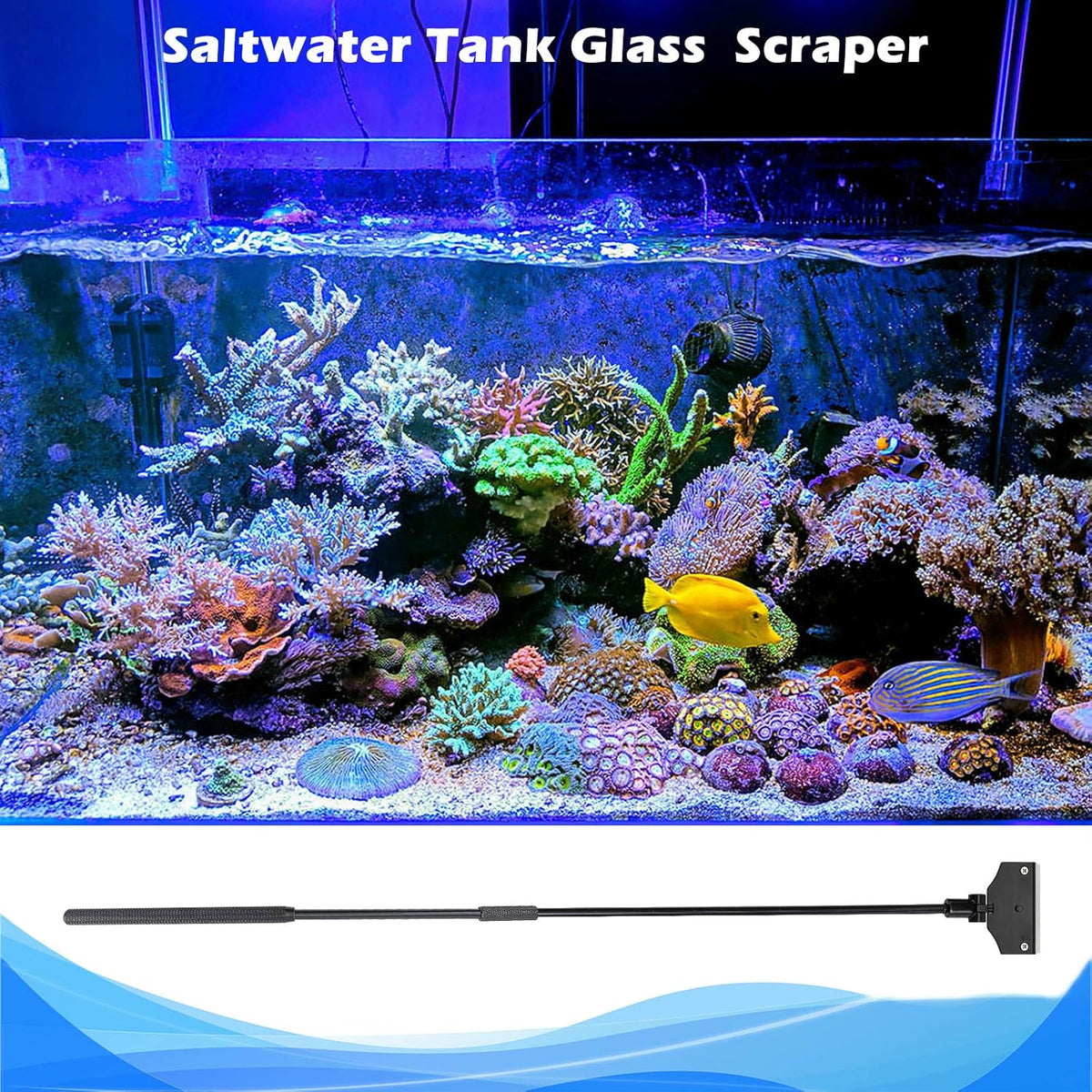 Aquarium Algae Scraper,Aquarium Glass Cleaner,Fish Tank Cleaner, Aquarium Scraper with 10 Blades,26 Inch.