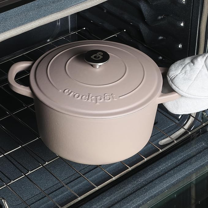 Crock Pot Artisan 7-Quart European Enameled Round Cast Iron Dutch Oven Pot