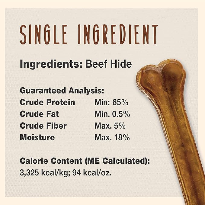 Cadet Premium Grade Pressed Beef Hide Bones, Long Lasting Rawhide Dog Chews, 8 Inch (6 Count)