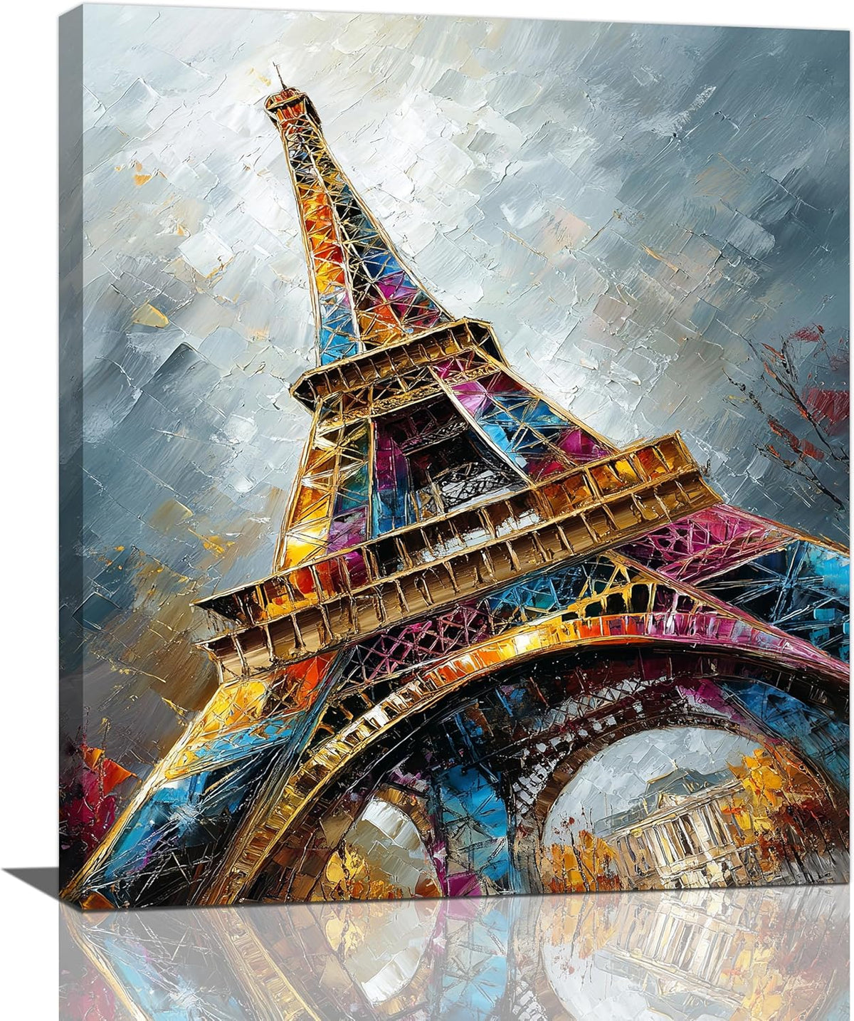 Paris Eiffel Tower Wall Art Paris Architecture Canvas Wall Decor Europe City Eiffel Tower Pictures Painting Print Artwork Framed Decorations Gifts for Living Room Bedroom Office 20"x24"
